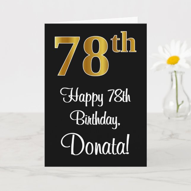 78th Birthday ~ Elegant Luxurious Faux Gold Look # Card (Small Plant)