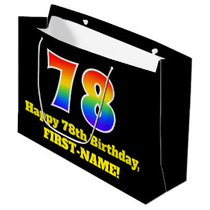 78th Birthday ~ Fun, Colourful, Vibrant, Rainbow 7 Large Gift Bag