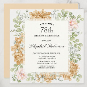 78th Birthday Invitation in Elegant Autumn Colours