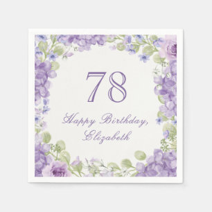 78th Birthday Napkins Elegant Purple Floral