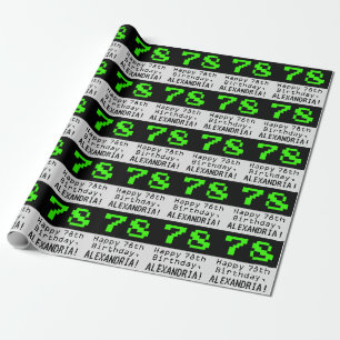 78th Birthday - Nerdy / Geeky Style "78" and Name Wrapping Paper