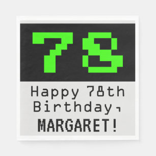 78th Birthday - Nerdy / Geeky Style "78" & Name Napkin