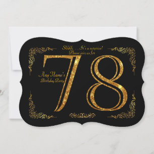 78th,Birthday party 78th,great Gatsby,black & gold Invitation