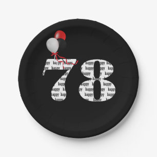78th birthday party balloons paper plate