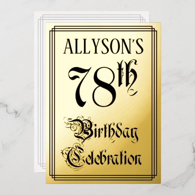 78th Birthday Party — Elegant Script + Custom Name (Front/Back)
