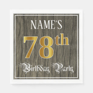 78th Birthday Party — Faux Gold & Faux Wood Looks Napkin