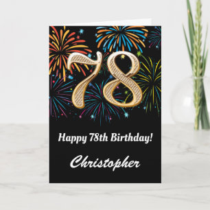 78th Birthday Rainbow Fireworks Black and Gold Card