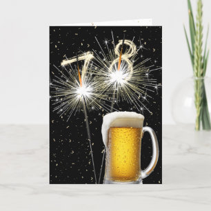 78th Birthday Sparklers With Beer Mug Card