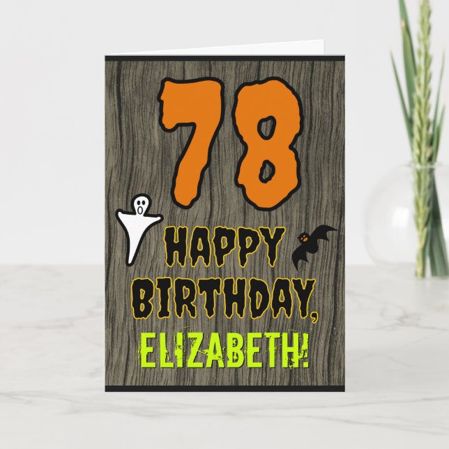 78th Birthday: Spooky Halloween Theme, Custom Name Card (Front)