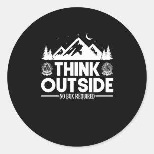 79.Hiking Think Outside No Box Required Classic Round Sticker