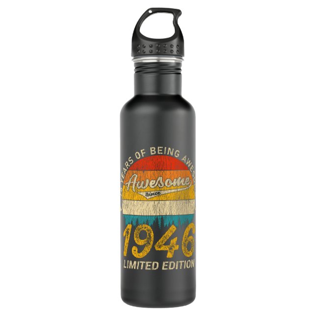 79 Year Old 1946 Retro Awesome 79th Birthday Gift 710 Ml Water Bottle (Front)