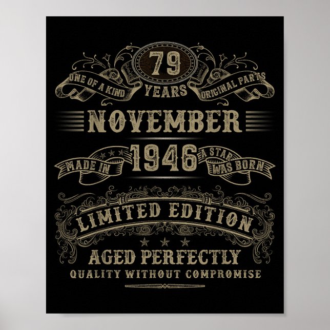 79 Year Old 79th Bday November 1946 Limited Editio Poster (Front)