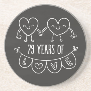 79th Anniversary Gift Chalk Hearts Coaster