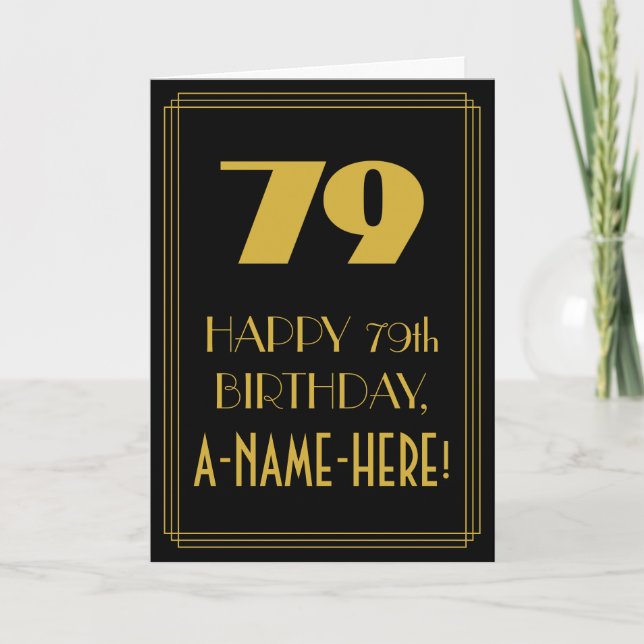 79th Birthday ~ Art Deco Inspired Look "79" & Name Card (Front)