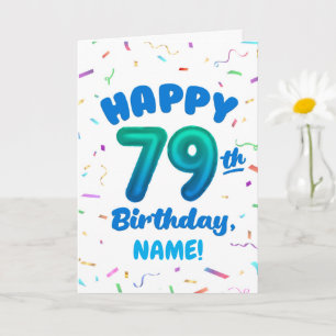79th Birthday, Balloon Number, Customisable Name Card