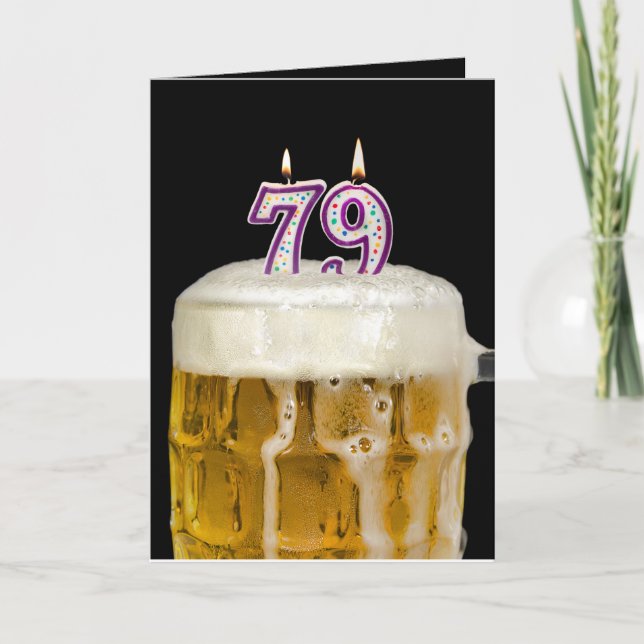 79th Birthday Beer on black Card (Front)