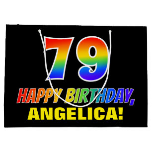 79th Birthday: Bold, Fun, Simple, Rainbow 79 Large Gift Bag