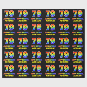 79th Birthday: Bold, Fun, Simple, Rainbow 79 Wrapping Paper