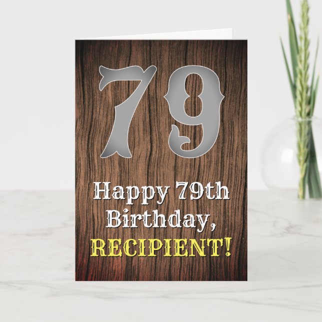 79th Birthday: Country Western Inspired Look, Name Card (Front)