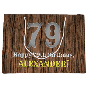 79th Birthday: Country Western Inspired Look, Name Large Gift Bag