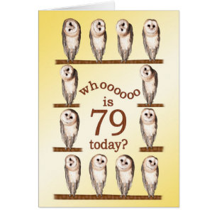 79th birthday, Curious owls card.