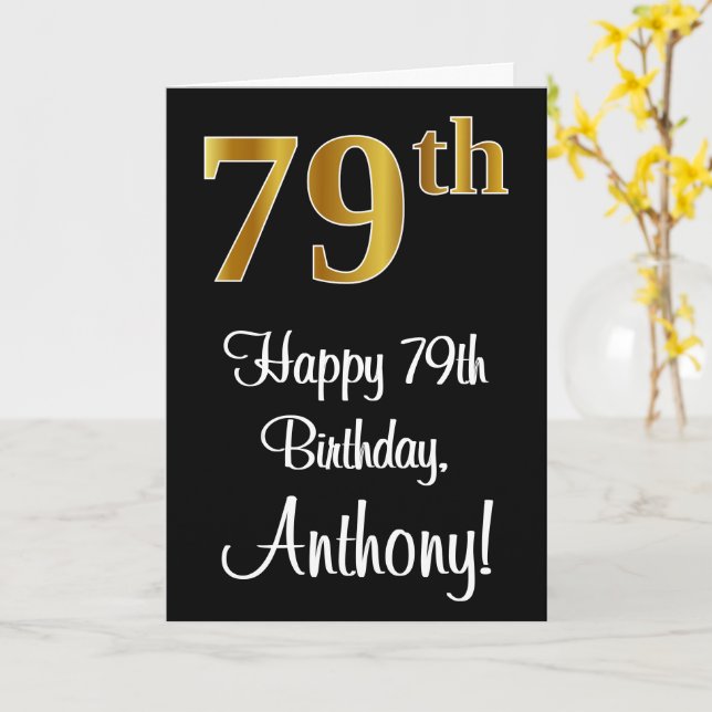 79th Birthday ~ Elegant Luxurious Faux Gold Look # Card (Yellow Flower)