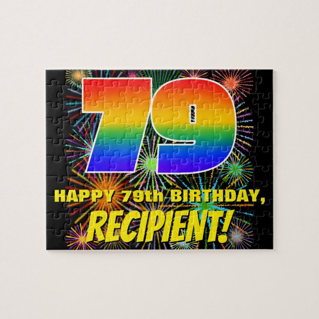 79th Birthday: Fun, Colourful Celebratory Firework Jigsaw Puzzle (Horizontal)