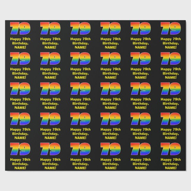 79th Birthday: Fun, Colourful Rainbow Inspired # 7 Wrapping Paper (Seam)