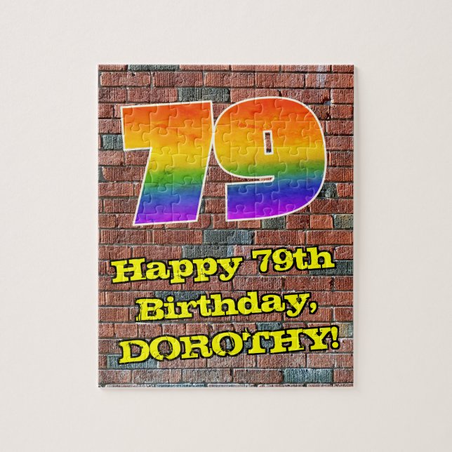 79th Birthday: Fun Graffiti-Inspired Rainbow 79 Jigsaw Puzzle (Vertical)
