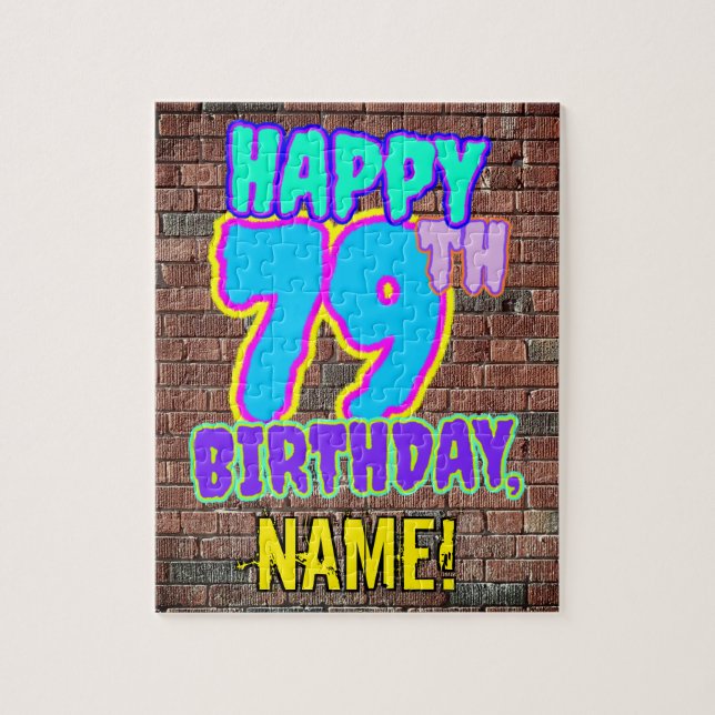 79th Birthday ~ Fun, Urban Graffiti Inspired Look Jigsaw Puzzle (Vertical)