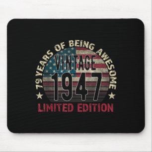79th Birthday Gift Men Vintage Born 1947 Turning 7 Mouse Mat
