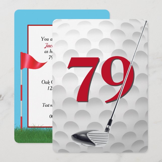 79th Birthday Golf Theme Party Invitation (Front/Back)