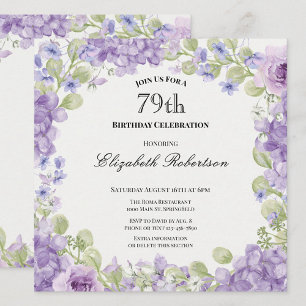 79th Birthday Invitation Elegant Purple Floral