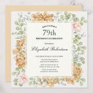 79th Birthday Invitation in Elegant Autumn Colours