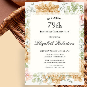 79th Birthday Invitation in Elegant Autumn Colours
