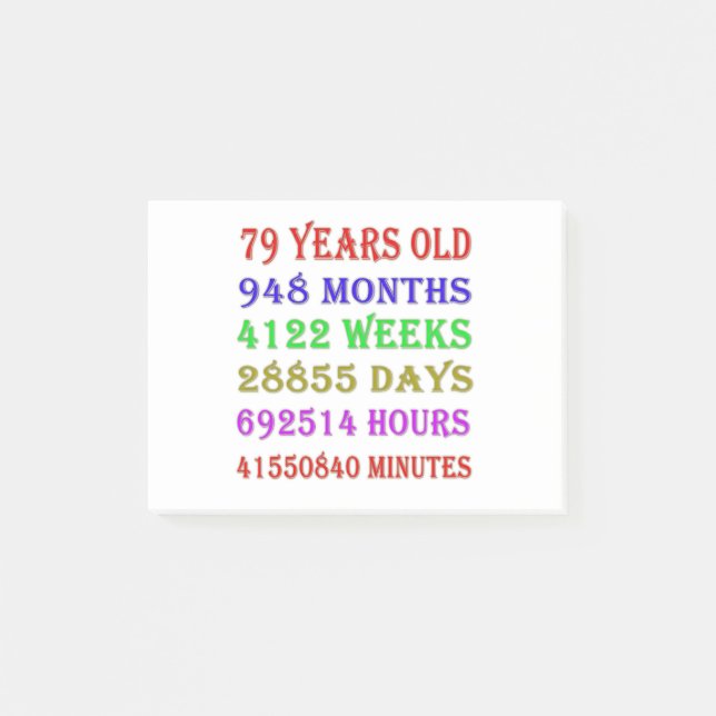 79th Birthday Milestones Post-it Notes (Front)