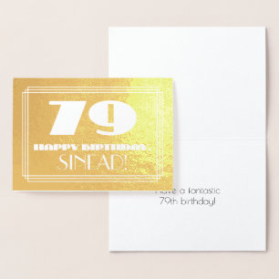 79th Birthday: Name + Art Deco Inspired Look "79" Foil Card