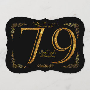 79th,Birthday party 79th,great Gatsby,black & gold Invitation