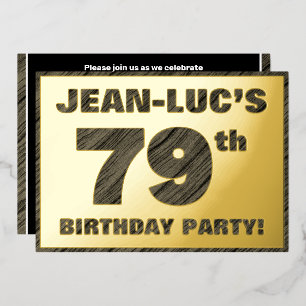 79th Birthday Party — Bold, Faux Wood Grain Text