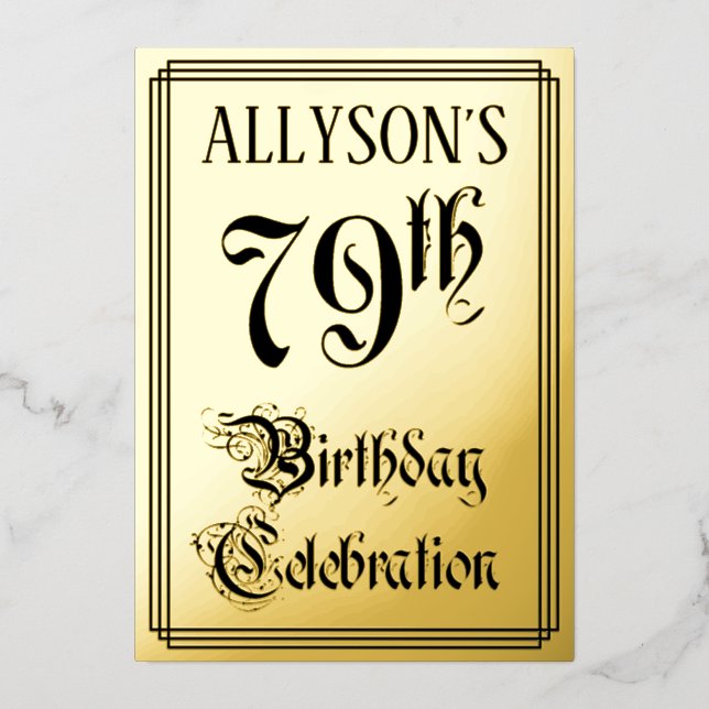 79th Birthday Party — Elegant Script + Custom Name (Front)