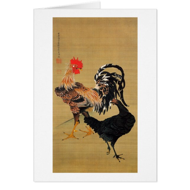 7. 大鶏雌雄図, 若冲 Couple of Chickens, Jakuchū (Front)