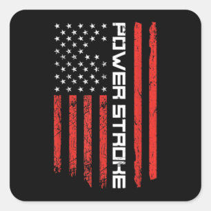 7.3 Diesel Power Stroke American Flag Powerstroke Square Sticker
