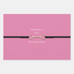 7.5" Snaffle Bit & Reins with Custom Text Pink Wrapping Paper Sheet
