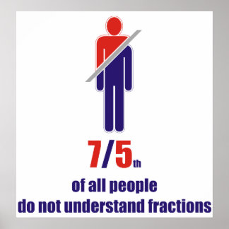 7/5th of all people do not understand fractions poster