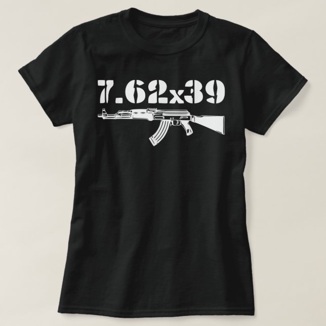 7.62X39 Calibre Ammo AK-47 Gun T-Shirt (Design Front)