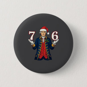 7-6 6-7 Funny George Washington Santa 67 Meme Chri 6 Cm Round Badge