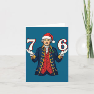 7-6 6-7 Funny George Washington Santa 67 Meme Chri Card