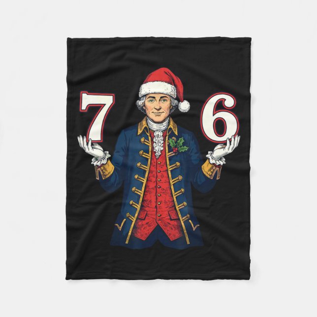 7-6 6-7 Funny George Washington Santa 67 Meme Chri Fleece Blanket (Front)