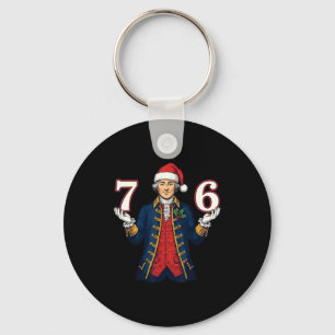 7-6 6-7 Funny George Washington Santa 67 Meme Chri Key Ring
