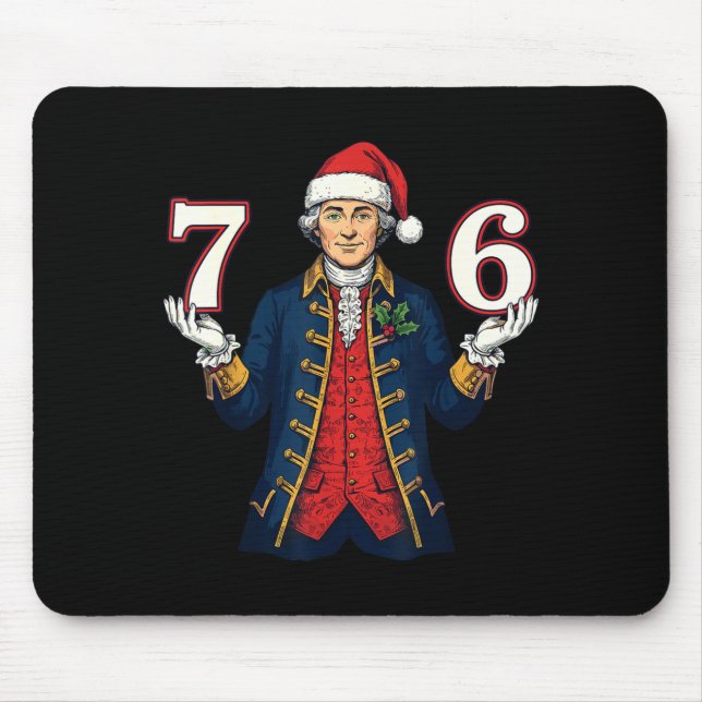 7-6 6-7 Funny George Washington Santa 67 Meme Chri Mouse Mat (Front)
